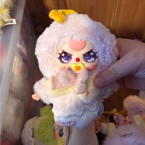 Cute Plush Pet Toy with Pink and Yellow Accents